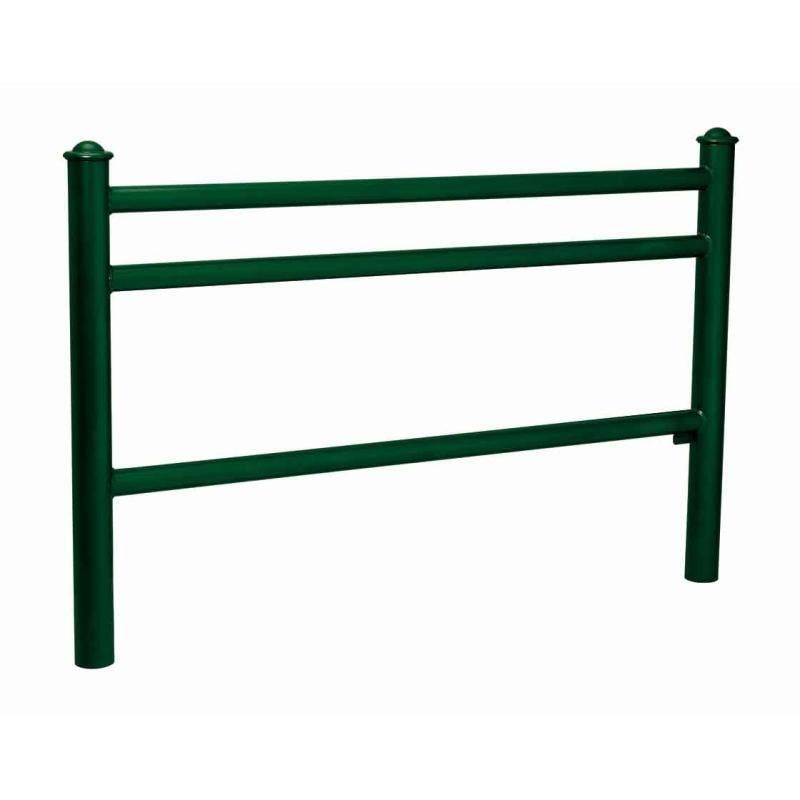 Geländer 3 Stahlrohre - 1.000 x 1.572 mm - Pfosten mit Edelstahlkopf - Farbe enzianblau - Außengeländer Systemgeländer