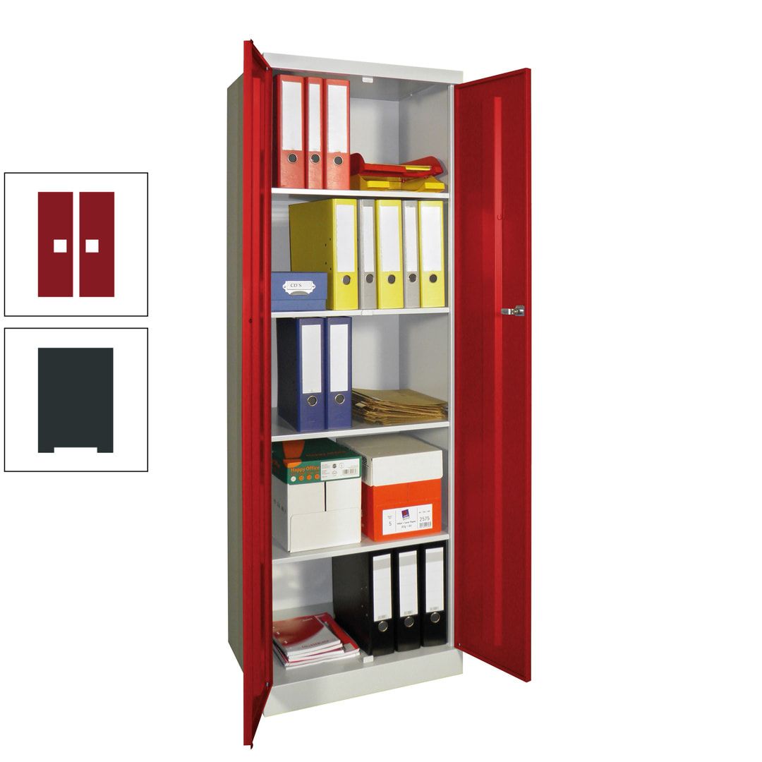Aktenschrank - Sockel - 4 Böden - 1.800x600x500 mm (HxBxT) - Zylinderschloss - anthrazitgrau