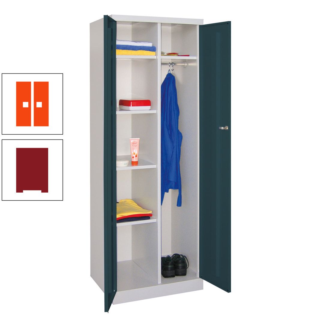 Kleiderschrank mit Sockel - Spind - 1 Abteil mit Trennwand - 1.800x600x500 mm (HxBxT) - Zylinderschloss - anthrazitgrau
