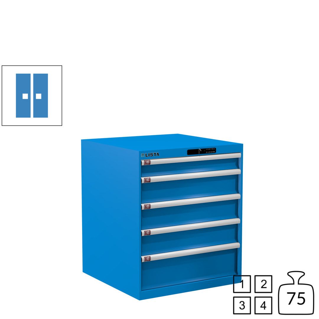 Lista Schubladenschrank - 14.410.010 - 850x717x725 mm (HxBxT) - 5 Schubladen - 75 kg - Key Lock - lichtblau (RAL 5012)