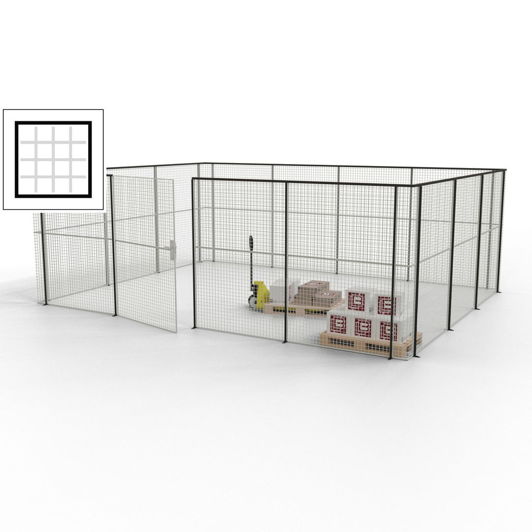 Maschinen Schutzgitter - Hallentrennwand - Sicherheitszaun - Tür - 21 m - 2.200 x 6.400 x 4.900 mm (HxBxT) - enzianblau