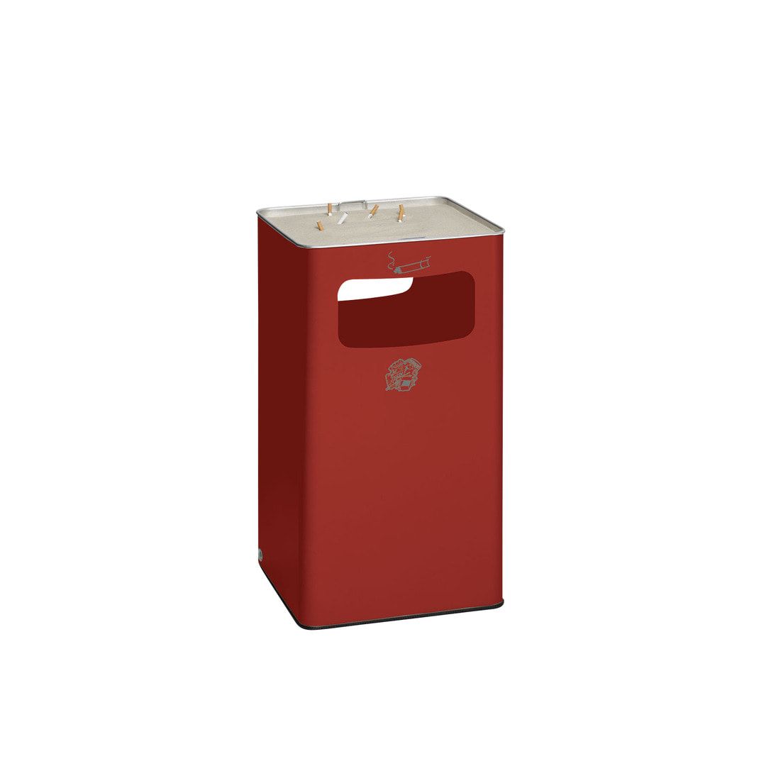 Abfallsammler mit Ascher - viereckig - Volumen 96 l - 755 x 430 x 430 mm (HxBxT) - Antik silber