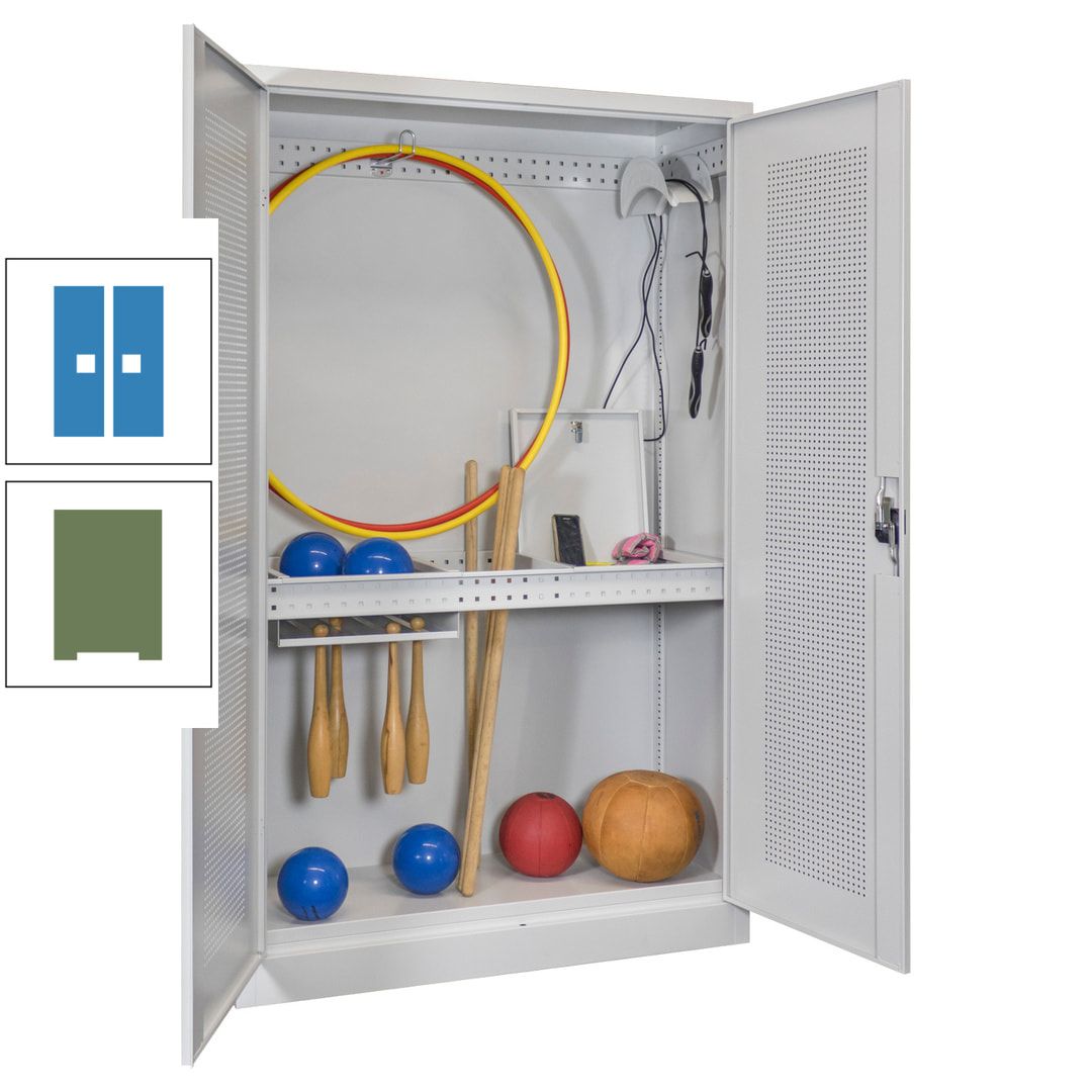 Sportschrank - Lochfeldtüren - Variante 1 - 1.950x1.200x500 mm (HxBxT) - anthrazitgrau