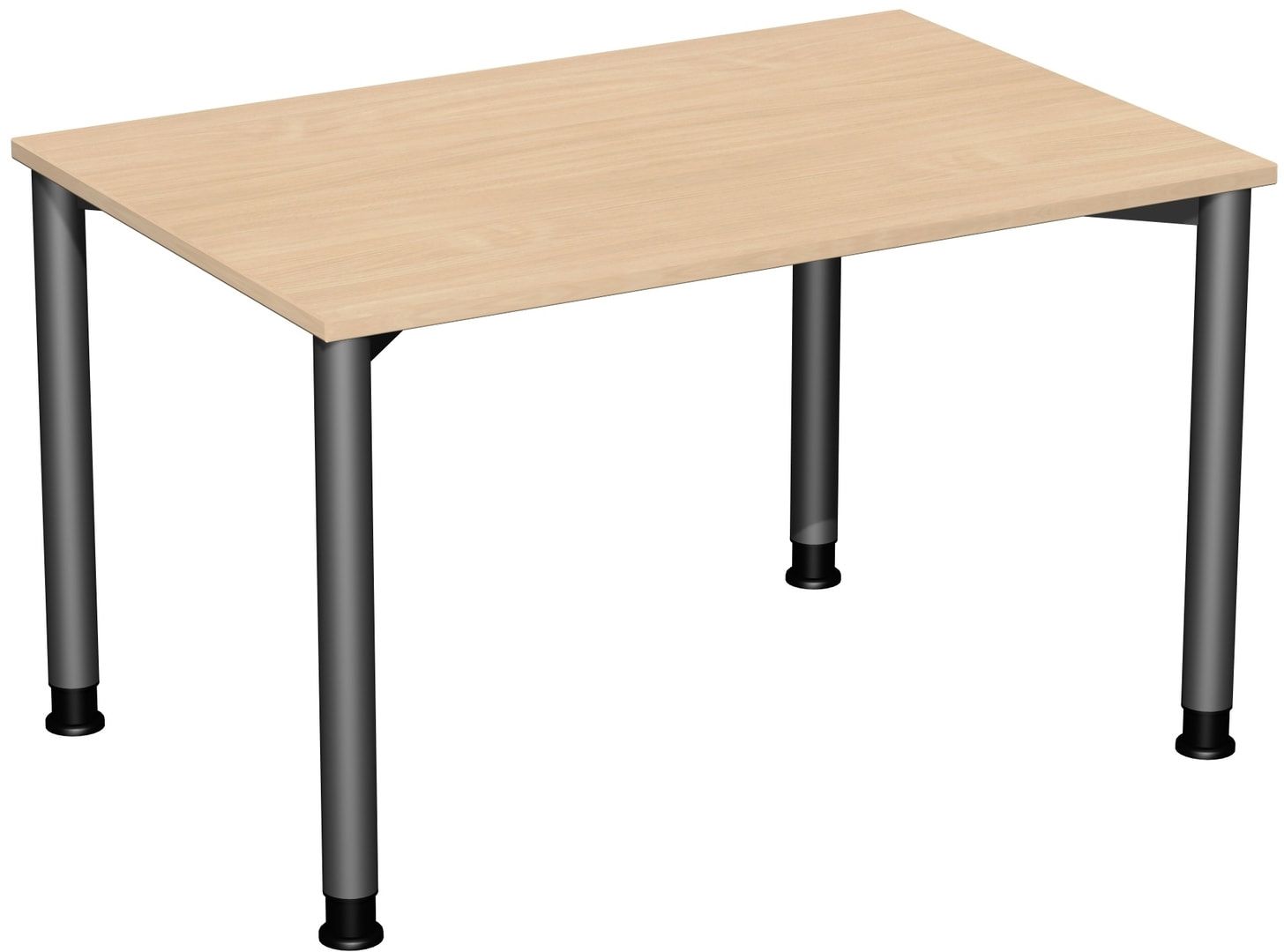 Schreibtisch - 4-Fuß Flex - Bürotisch - Höhe 680-800 mm - 1.200 x 600 mm (BxT) - Gestell anthrazit - Ahorn