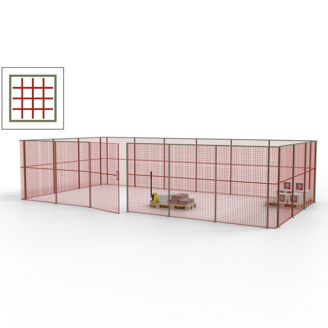 Maschinen Schutzgitter - Hallentrennwand - Sicherheitszaun - Tür - 27 m - 2.200 x 9.400 x 4.900 mm (HxBxT) - enzianblau