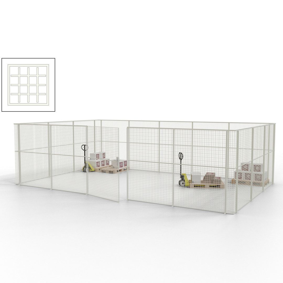 Maschinen Schutzgitter - Hallentrennwand - Sicherheitszaun - Tür - 22 m - 2.200 x 7.900 x 4.900 mm (HxBxT) - enzianblau