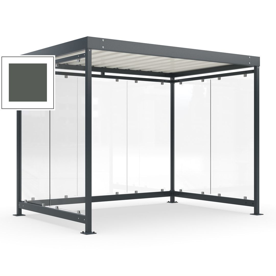 Raucherunterstand, Bausatz, Fahrgastunterstand, Bushaltestelle, 2.510 x 3.180 x 2.165 mm (HxBxT), 7 Wände, Achatgrau