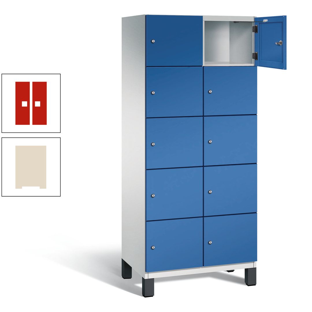 Fächerschrank, Stahlschrank, 10 Fächer, Türöffnungsbegrenzer, Füße, 1.980 x 800 x 525 mm (HxBxT), Korpus anthrazitgrau, Front anthrazitgrau