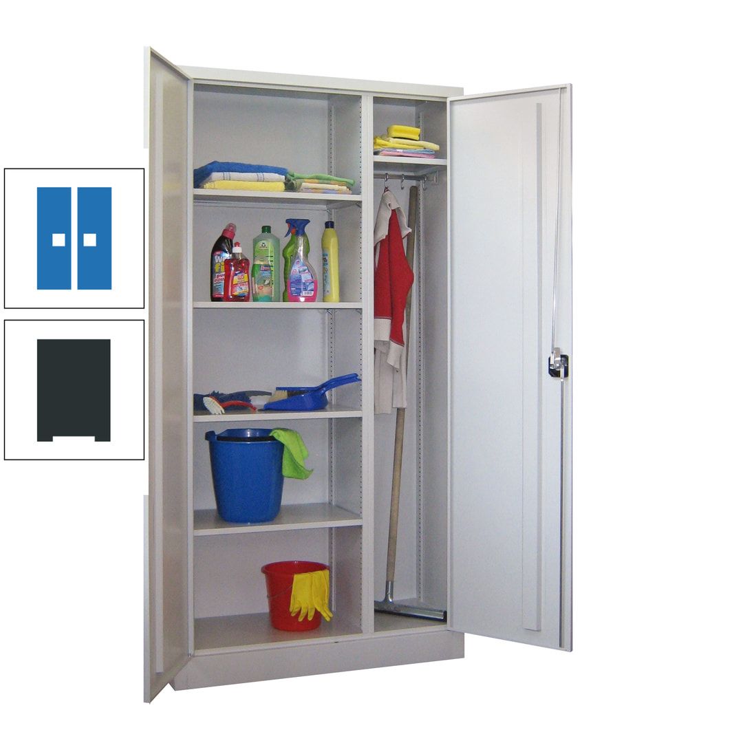Putzschrank mit Trennwand - 1.950x1.000x400 mm (HxBxT) - Böden pulverbeschichtet - anthrazitgrau