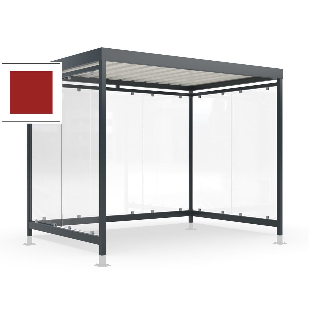 Raucherunterstand mit Überpflasterung, fertig montiert, Fahrgastunterstand, Bushaltestelle, 2.440 x 3.180 x 2.165 mm (HxBxT), 7 Wände, Achatgrau