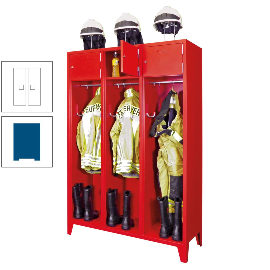 Feuerwehrschrank - 2 Abteile - Ablagefach mit Tür, Etikettenrahmen - 2.100 x 830 x 500 mm (HxBxT) - anthrazitgrau