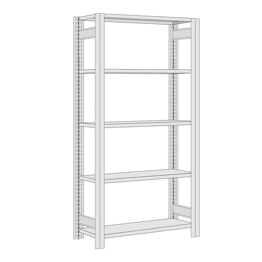 Fachbodenregal mit Tiefenriegel - 250 kg - 2.000 x 875 x 300 mm (HxBxT) - Anbauregal - lichtgrau - Lagerregal - Steckregal - BERT