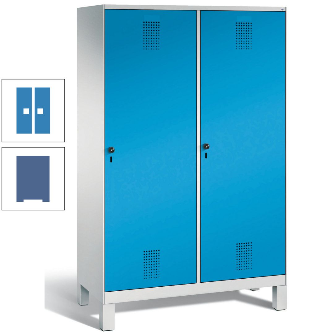 Doppel-Spind, Garderobenschrank, 2 Türen für 4 Abteile a 300 mm, Korpus anthrazitgrau, Türen anthrazitgrau, 1.850 x 1.200 x 500 mm (HxBxT)