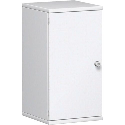 Flügeltürenschrank, Holztüren, Schloss links, 2 Ordnerhöhen, 1 Einlegeboden, 768 x 400 x 425 mm (HxBxT), Frontfarbe Ahorn, Korpusfarbe Ahorn