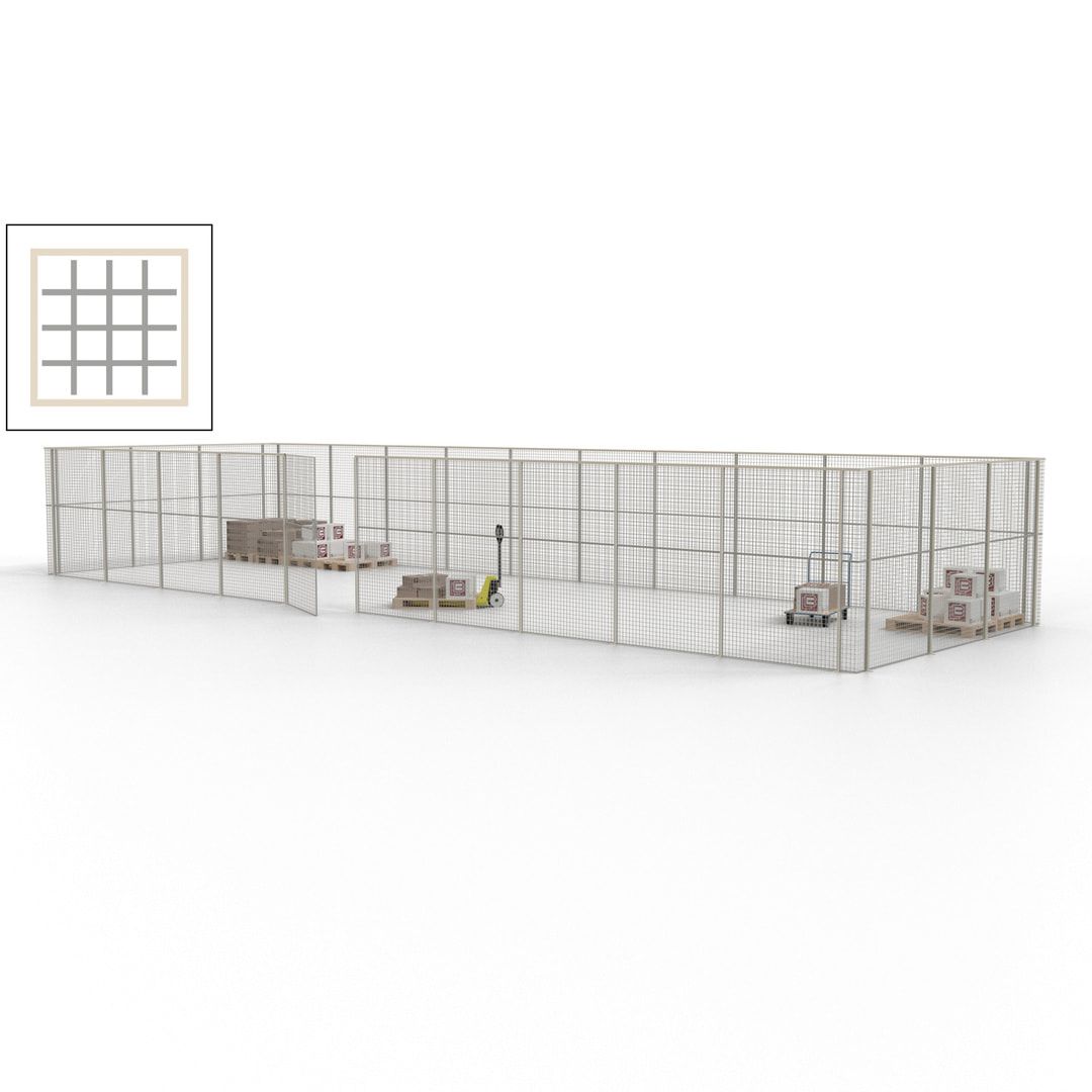 Maschinen Schutzgitter - Hallentrennwand - Sicherheitszaun - Tür - 39 m - 2.200 x 15.400 x 4.900 mm (HxBxT) - enzianblau