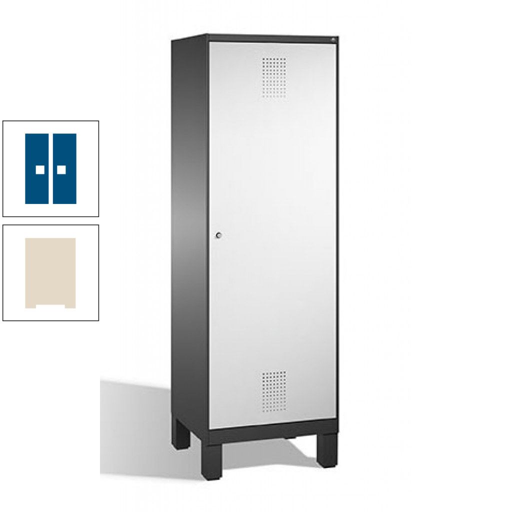 Doppel-Spind, Garderobenschrank, 1 Tür für 2 Abteile a 300 mm, Korpus anthrazitgrau, Türen anthrazitgrau, 1.850 x 600 x 500 mm (HxBxT)