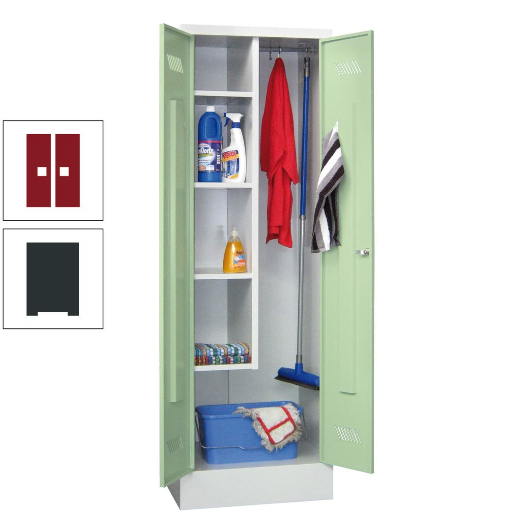Putzschrank mit Sockel - 1 Abteil mit Trennwand - 1.850x600x500 mm (HxBxT) - Drehriegel - anthrazitgrau