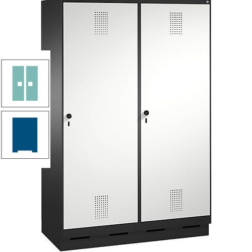 Doppel-Spind, Garderobenschrank, 2 Türen für 4 Abteile a 300 mm, Korpus anthrazitgrau, Türen anthrazitgrau, 1.800 x 1.200 x 500 mm (HxBxT)