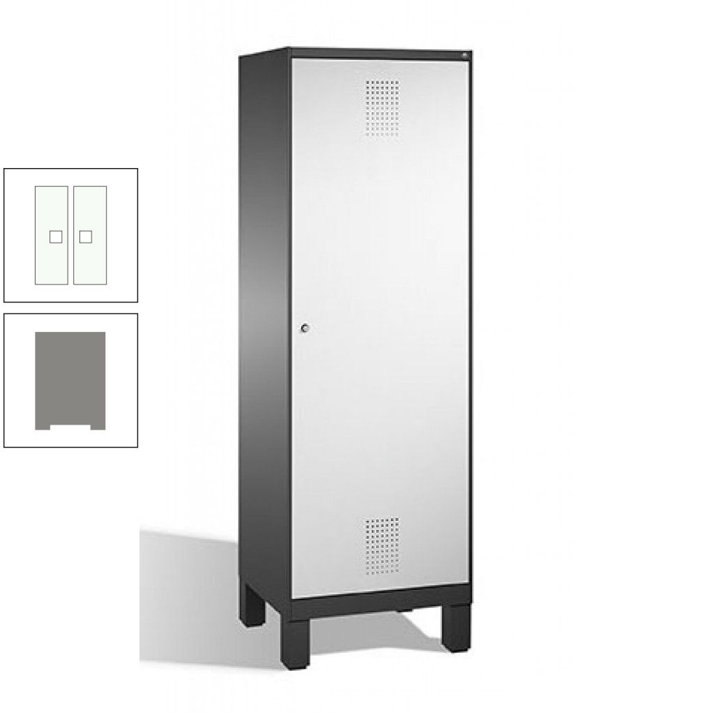 Doppel-Spind, Garderobenschrank, 1 Tür für 2 Abteile a 300 mm, Korpus anthrazitgrau, Türen anthrazitgrau, 1.850 x 600 x 500 mm (HxBxT)