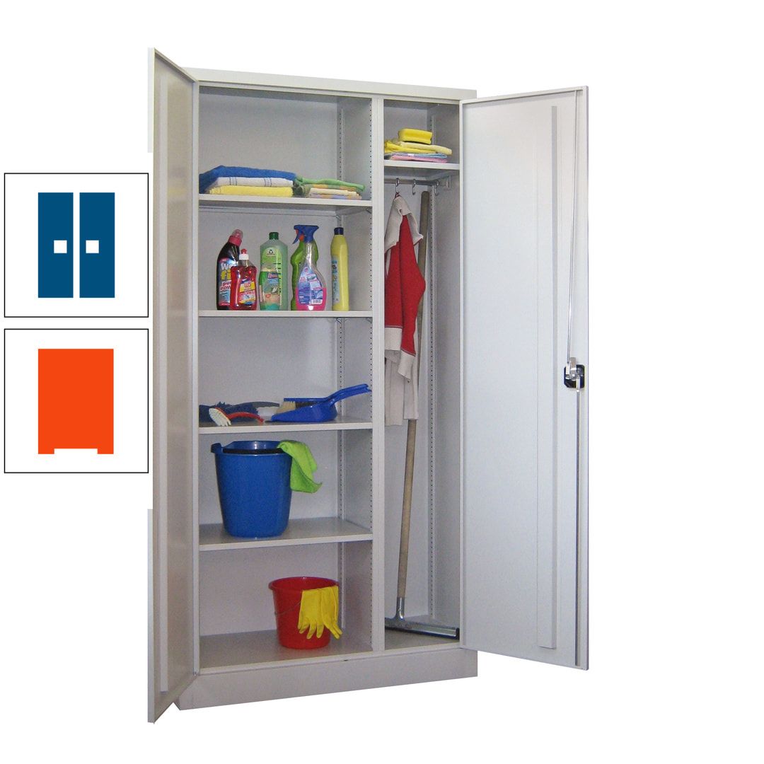 Putzschrank mit Trennwand - 1.950x1.000x400 mm (HxBxT) - Böden pulverbeschichtet - anthrazitgrau