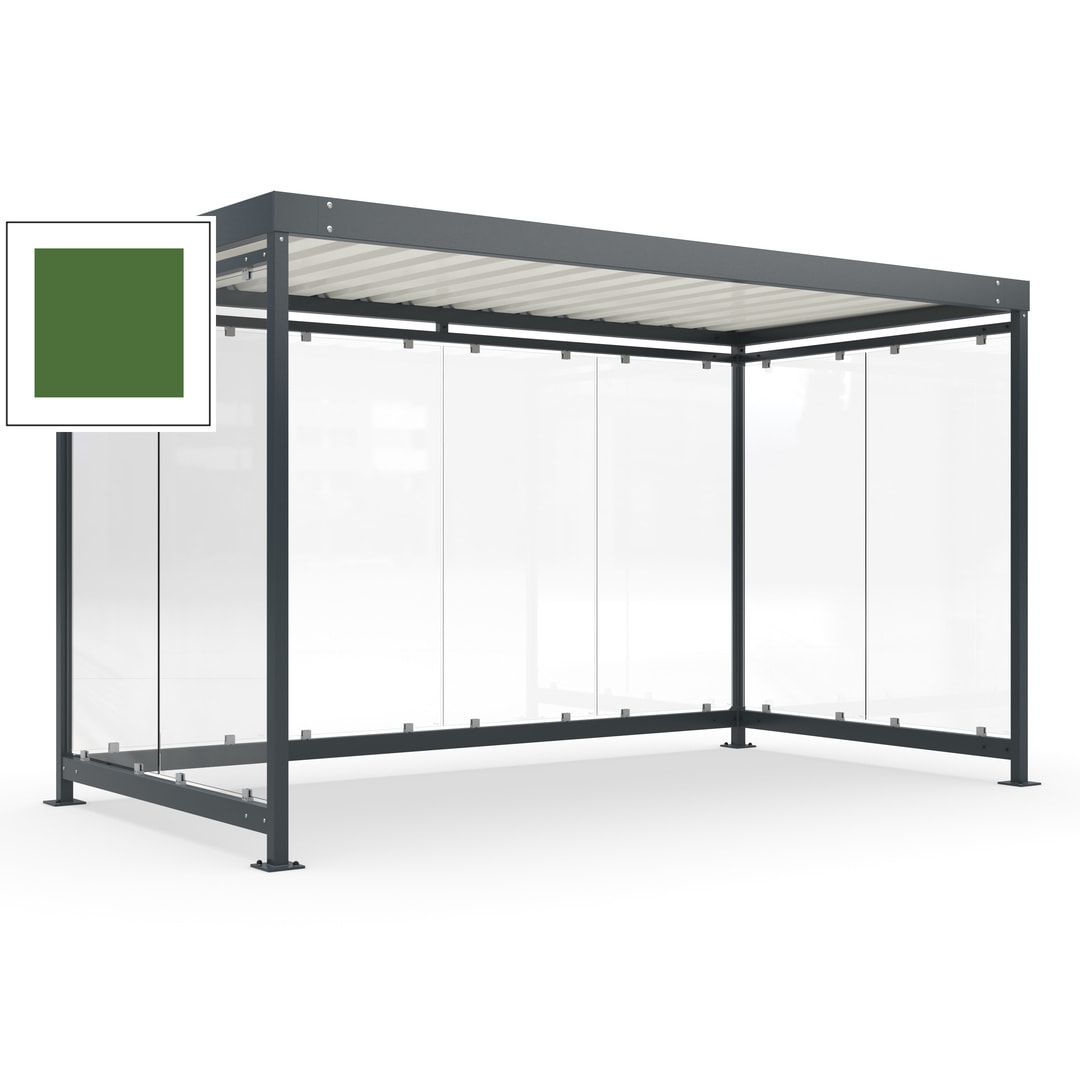 Fahrradunterstand, Fahrgastunterstand, Bushaltestelle, Bausatz, 12-13 Personen, 2.510 x 4.195 x 2.165 mm (HxBxT), 8 Wände, Achatgrau