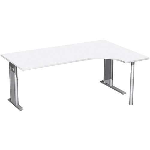 Eckschreibtisch, Ecke rechts, Füße einseitig verkürzt, C-Fuß Pro, 720 x 1.600 x 1.200 mm (HxBxT), Gestell silber, Dekor Ahorn