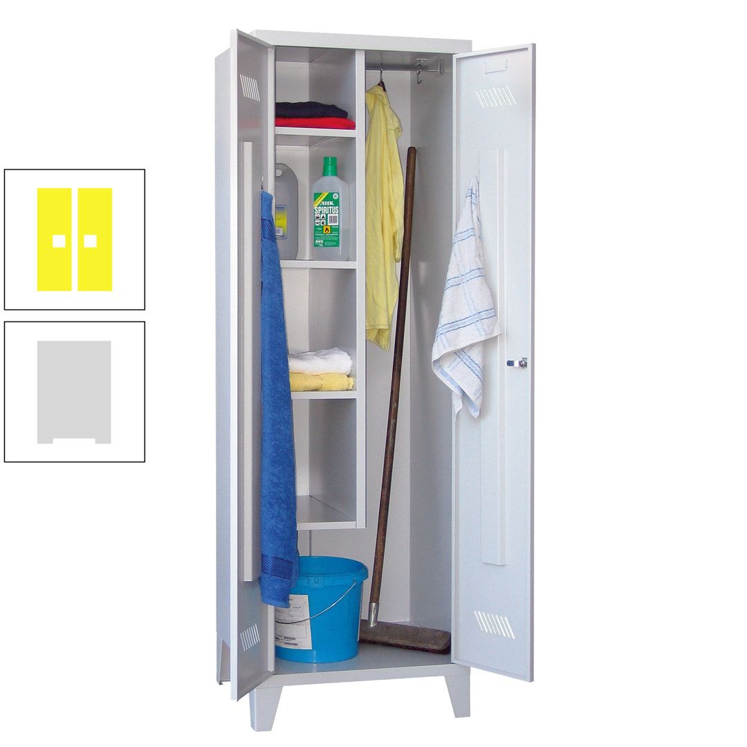 Putzschrank mit Füßen - 1 Abteil mit Trennwand - 1.850x600x500 mm (HxBxT) - Drehriegel - anthrazitgrau
