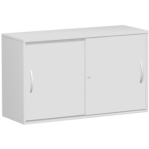 Anstell-Schiebetürenschrank, Stellfüße, 2 Ordnerhöhen, Fachboden, 720 x 1.200 x 425 mm (HxBxT), Korpus Ahorn, Front Buche