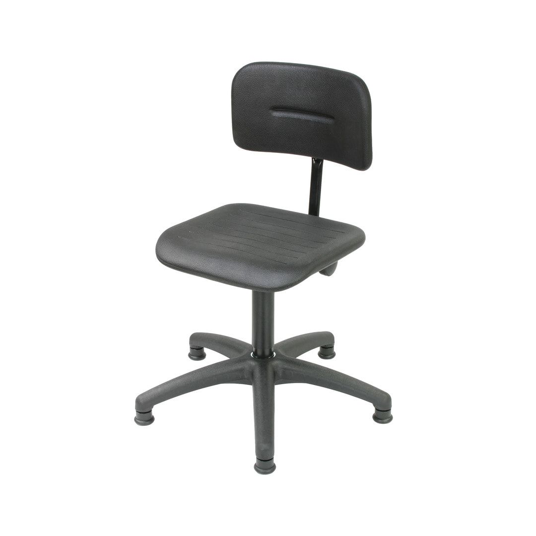 Arbeitsstuhl - Bürostuhl - Stahl-Drehspindel - Sitzhöhe 430 - 560 mm - PU schwarz - Fußkreuz mit Gleitern