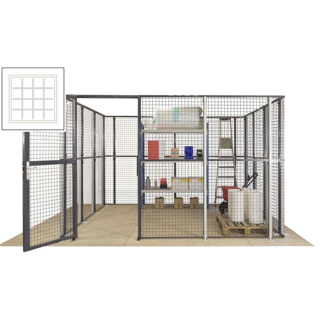 Maschinen Schutzgitter - Hallentrennwand - Sicherheitszaun - Tür - 72 m - 2.200 x 21.400 x 15.400 mm (HxBxT) - enzianblau