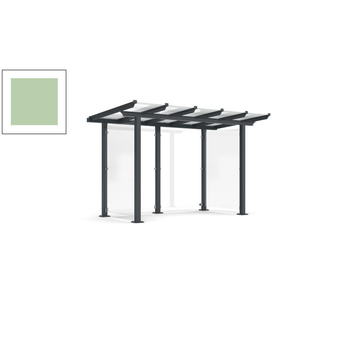 Unterstand mit Pultdach und Sicherheitsglas - feuerverzinkt und farbbeschichtet - 2.435 x 3.850 x 2.090 (HxBxT) - Farbe Achatgrau
