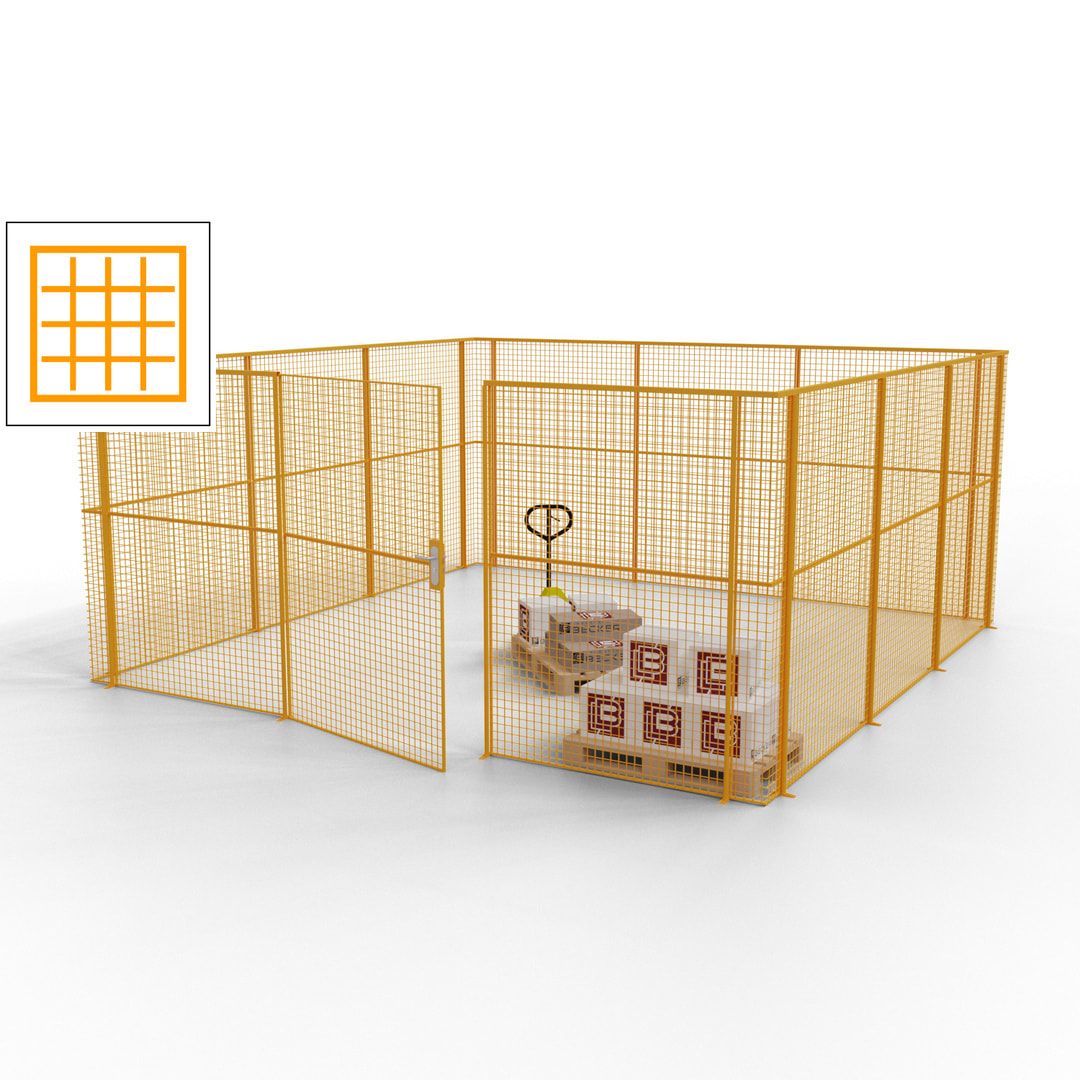Maschinen Schutzgitter - Hallentrennwand - Sicherheitszaun - Tür - 18 m - 2.200 x 4.900 x 4.900 mm (HxBxT) - enzianblau