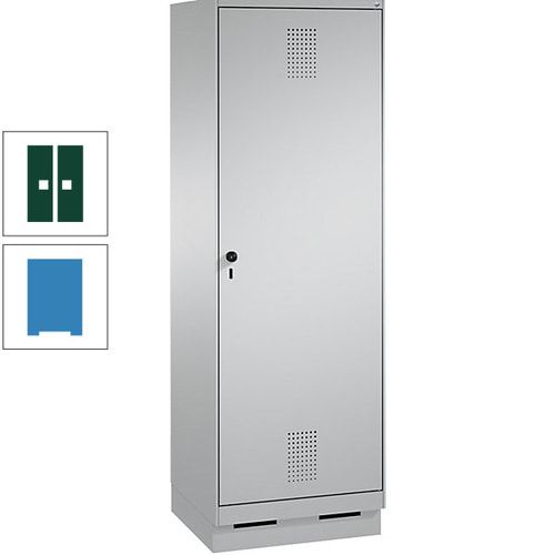 Doppel-Spind, Garderobenschrank, 1 Tür für 2 Abteile a 300 mm, Korpus anthrazitgrau, Türen anthrazitgrau, 1.800 x 600 x 500 mm (HxBxT)