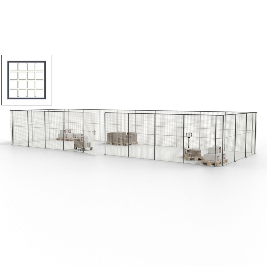 Maschinen Schutzgitter - Hallentrennwand - Sicherheitszaun - Tür - 36 m - 2.200 x 13.900 x 4.900 mm (HxBxT) - enzianblau