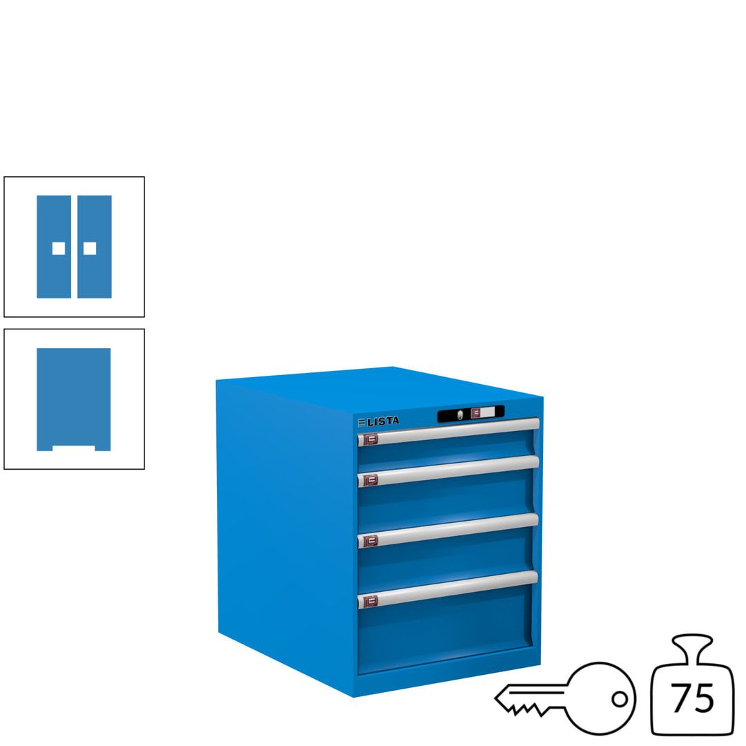Lista Schubladenschrank - 14.350.010 - 700x564x725 mm (HxBxT) - 4 Schubladen - 75 kg - Key Lock - lichtblau (RAL 5012)