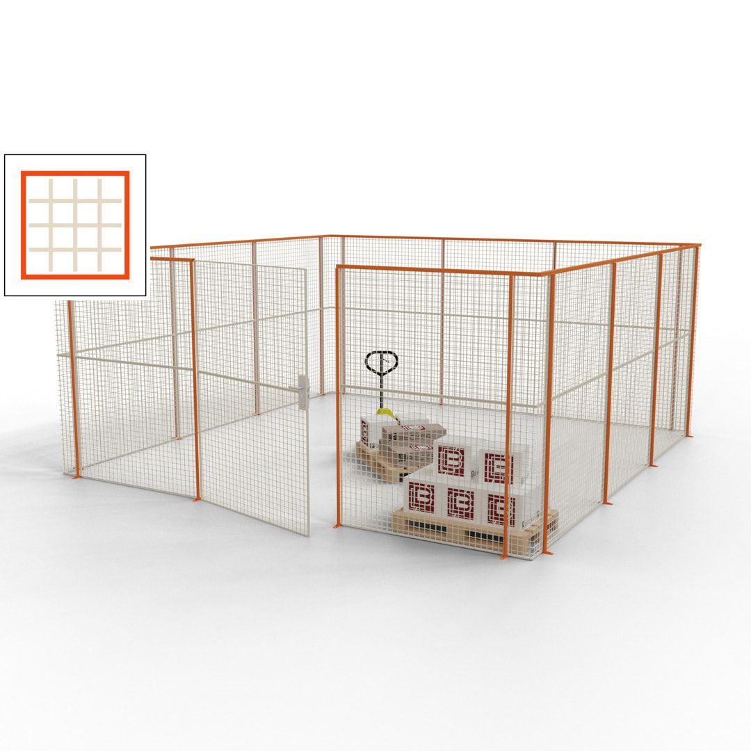 Maschinen Schutzgitter - Hallentrennwand - Sicherheitszaun - Tür - 18 m - 2.200 x 4.900 x 4.900 mm (HxBxT) - enzianblau