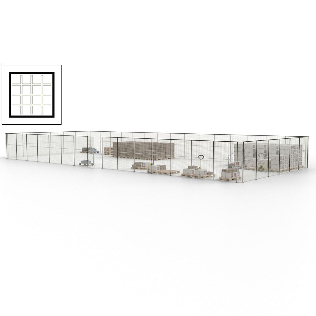 Maschinen Schutzgitter - Hallentrennwand - Sicherheitszaun - Tür - 63 m - 2.200 x 22.900 x 9.400 mm (HxBxT) - enzianblau