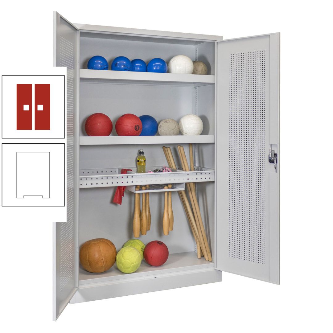 Sportschrank - Lochfeldtüren - Variante 2 - 1.950x1.200x500 mm (HxBxT) - anthrazitgrau