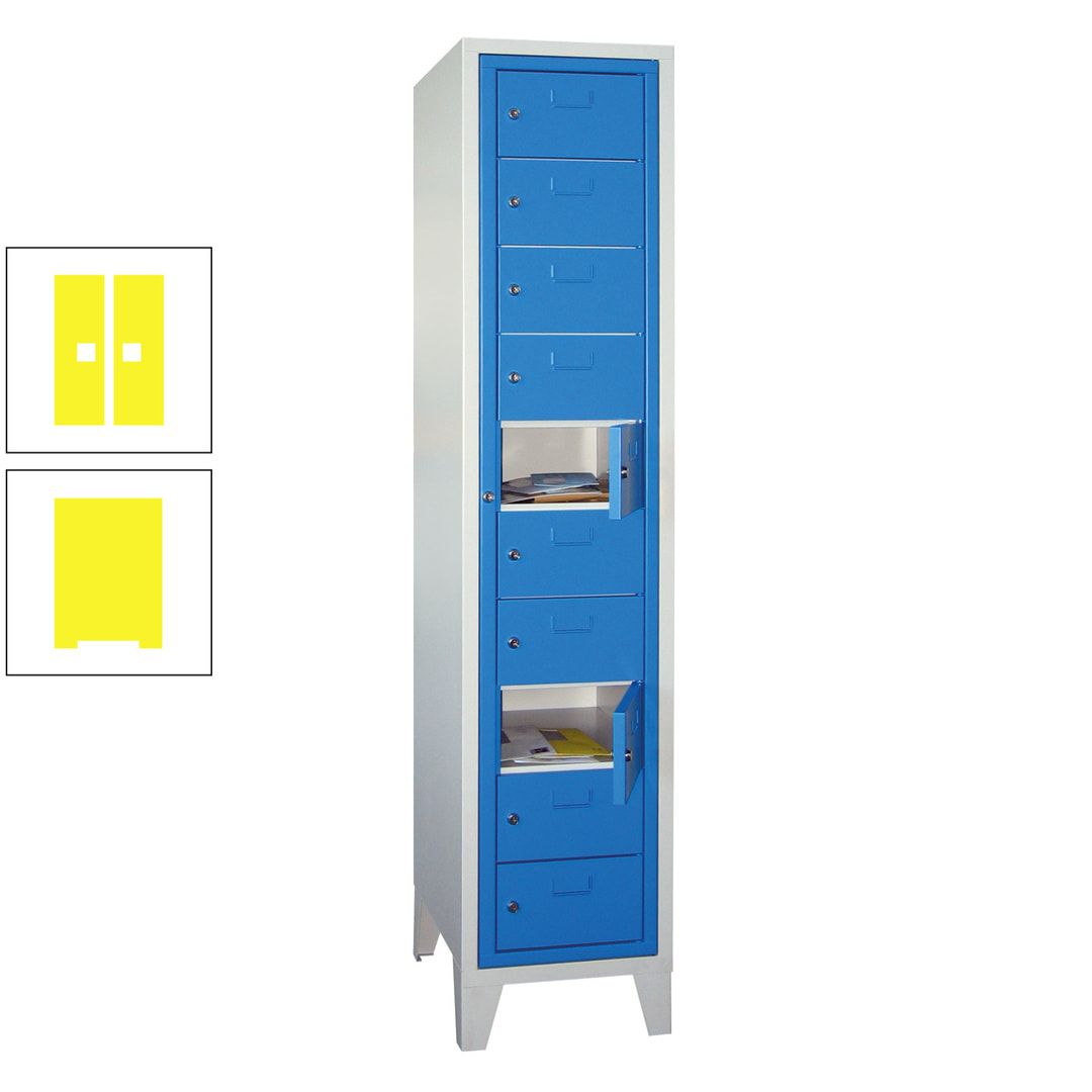 Schließfachschrank - Wäscheausgabeschrank - 10 Fächer a 315 mm - 1.850x400x500 mm (HxBxT) - Füße - Zylinderschloss - anthrazitgrau