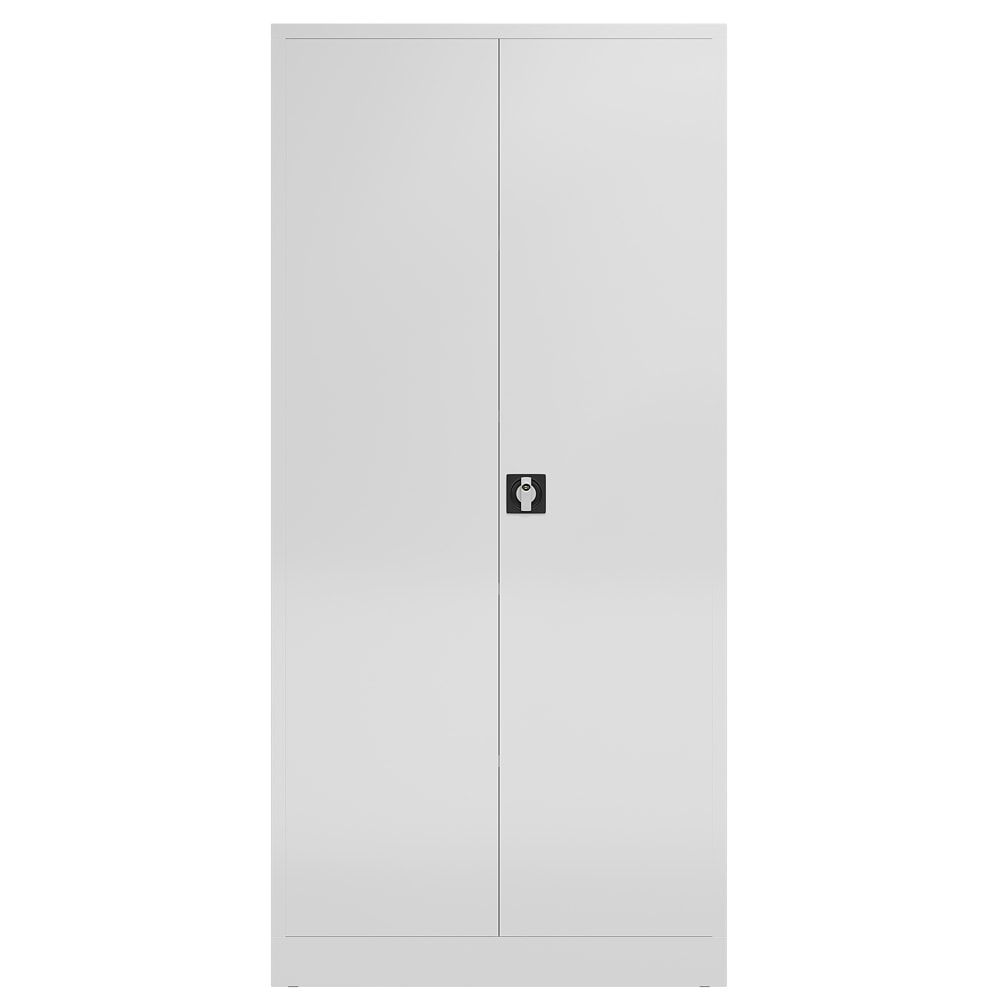 Aktenschrank, Büroschrank, abschließbar, Flügeltüren, 4 Fachböden, 1.945 x 920 x 500 mm (HxBxT), Stahl, Korpus und Türen lichtgrau