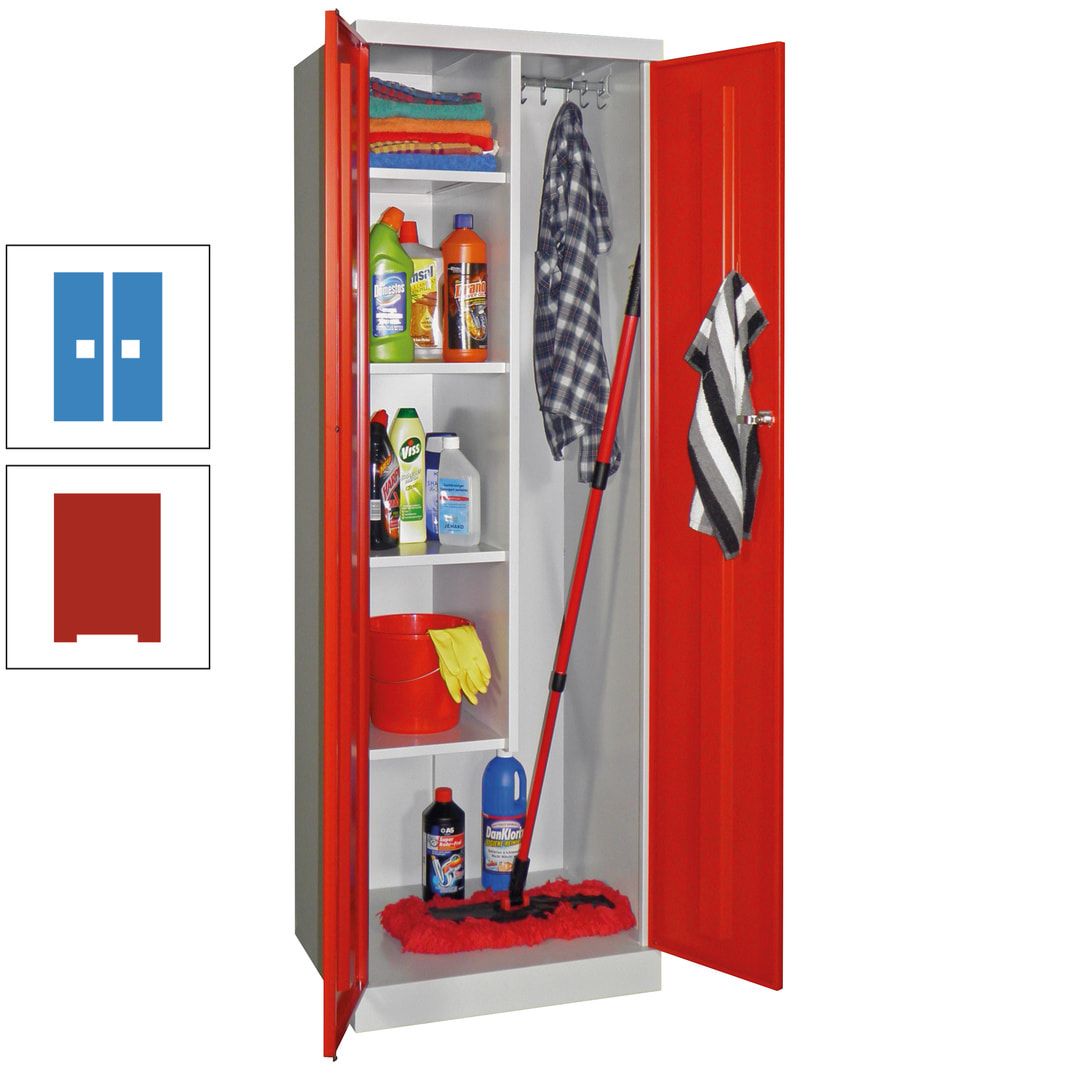 Putzschrank mit Sockel - 1 Abteil mit Trennwand - 1.800x600x500 mm (HxBxT) - Zylinderschloss - anthrazitgrau