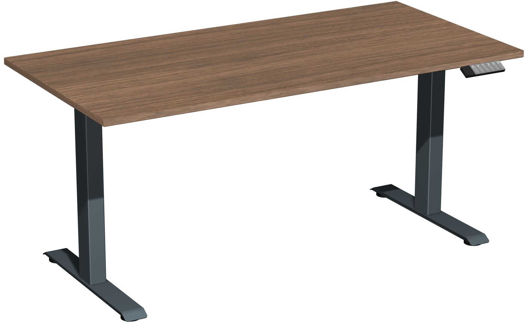 Schreibtisch, Elevate Basic, elektronisch höhenverstellbar, 730 - 1.230 x 1.200 x 800 mm (HxBxT), Gestell anthrazit, Dekor Ahorn