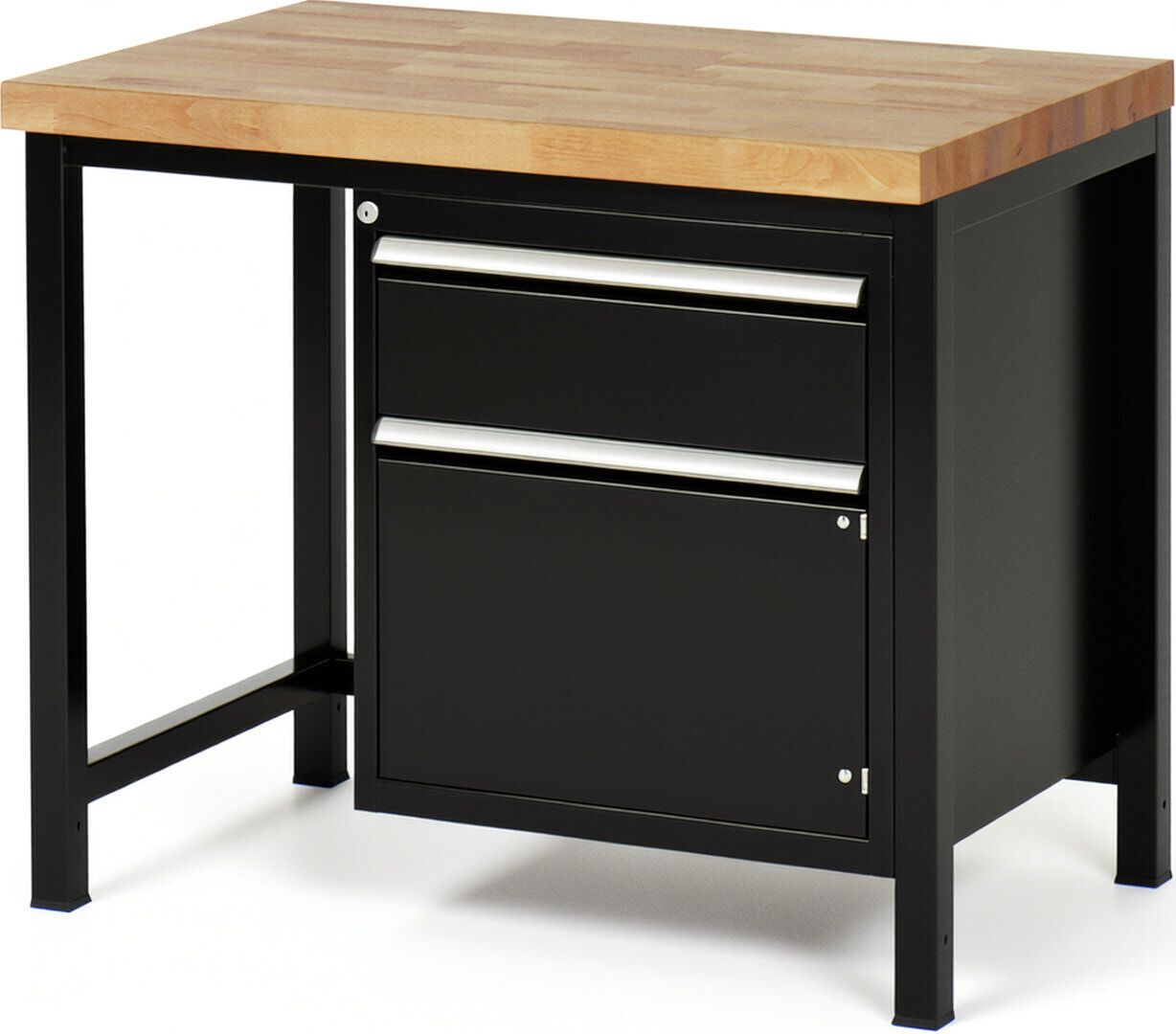 Werkbank, 1 Schrank - 1 Schublade - Teilauszug - 180:1 - Höhe 840-1.040 mm - 1.000 x 700 mm - 1.250 kg - Buche - Anthrazitgrau