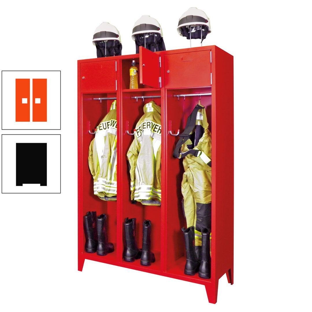 Feuerwehrschrank - 2 Abteile - Ablagefach mit Tür, Etikettenrahmen - 2.100 x 830 x 500 mm (HxBxT) - anthrazitgrau