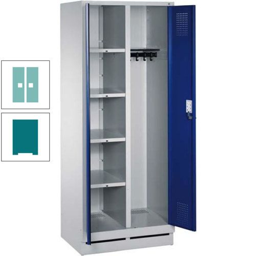 Mehrzweckschrank, Doppeltüren, Füße, 2 Abteile a 300 mm, Korpus anthrazitgrau, Tür anthrazitgrau, 1.800 x 600 x 500 mm (HxBxT)
