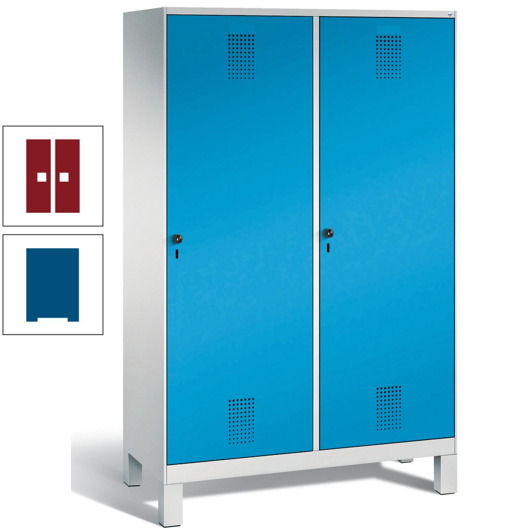 Doppel-Spind, Garderobenschrank, 2 Türen für 4 Abteile a 300 mm, Korpus anthrazitgrau, Türen anthrazitgrau, 1.850 x 1.200 x 500 mm (HxBxT)