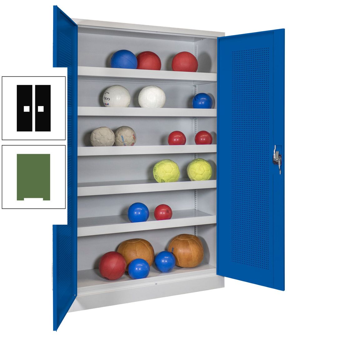 Ballschrank - Lochfeldtüren - 5 Böden - 1.950x1.200x500 mm (HxBxT) - anthrazitgrau