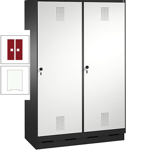 Doppel-Spind, Garderobenschrank, 2 Türen für 4 Abteile a 300 mm, Korpus anthrazitgrau, Türen anthrazitgrau, 1.800 x 1.200 x 500 mm (HxBxT)