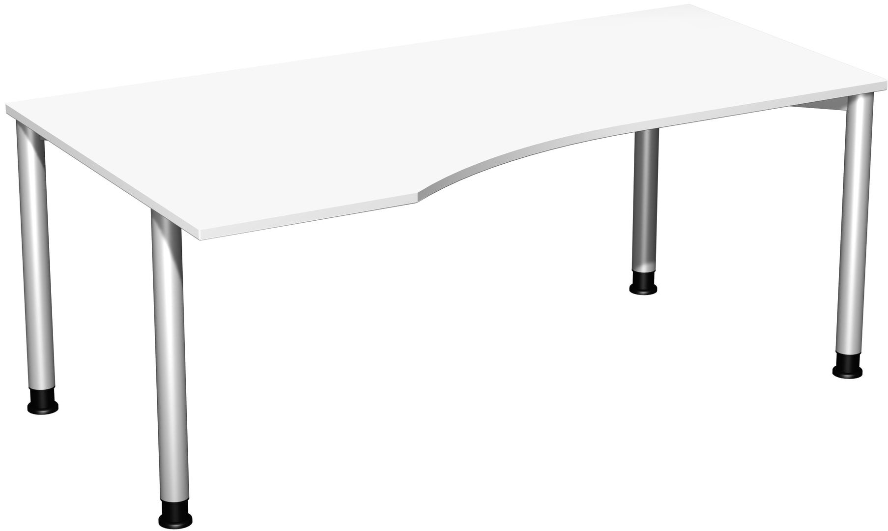 Eckschreibtisch mit einseitig verkürzten Füßen, 4-Fuß Flex, Ecke links, Höhe 680-800 mm, 1.600 x 1.000 mm (BxT), Gestell anthrazit, Ahorn