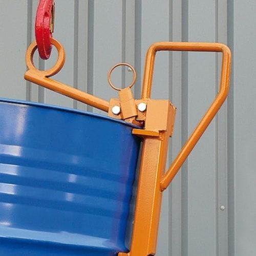 Eichinger Fassklemme, Kran, 200 l Sickenfässer, auch offene Fässer, Traglast 350 kg, verschweißt, mit Fass-Stabilisator, Farbe enzianblau (RAL 5010)